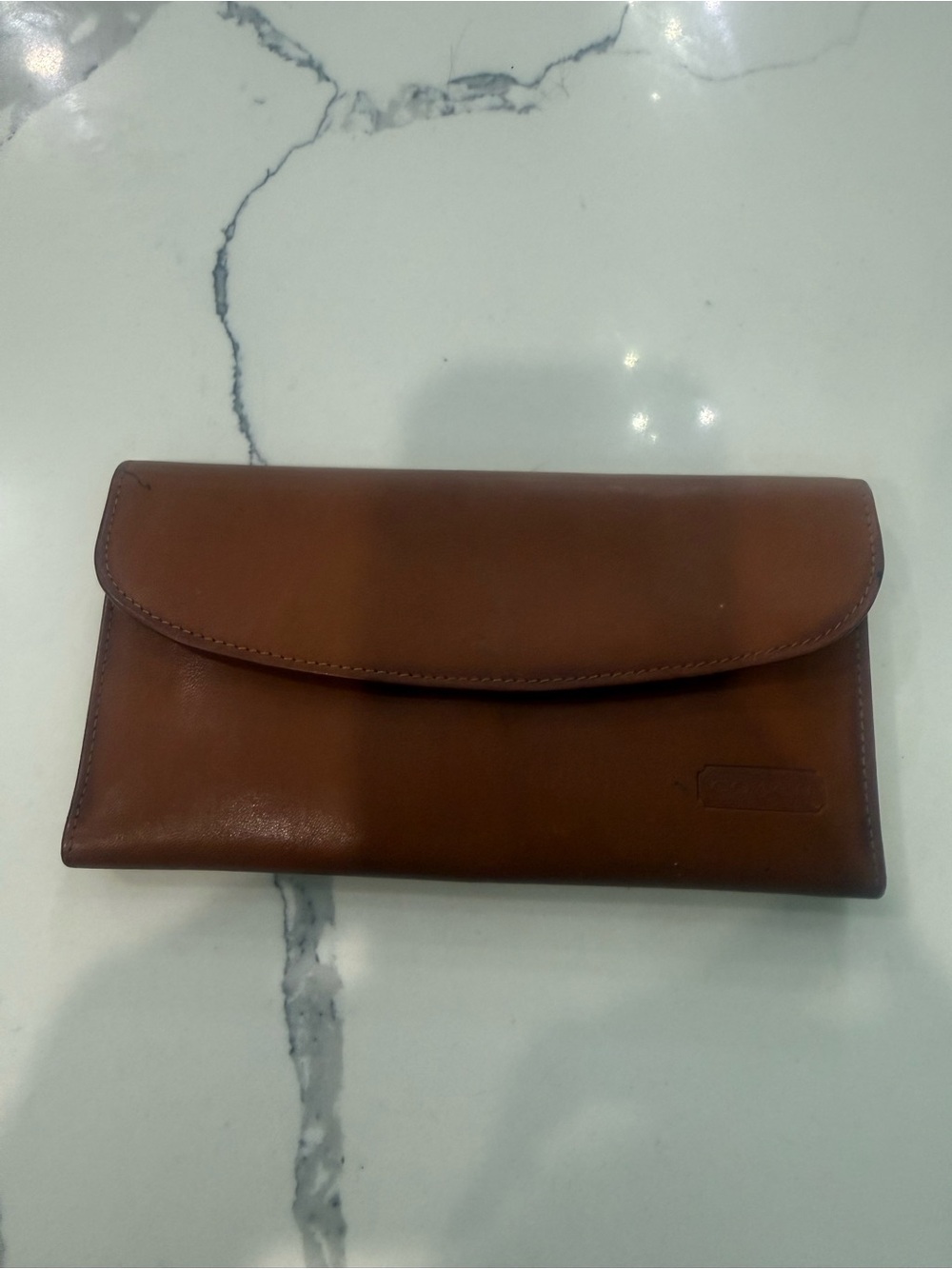 Vintage Coach British Tan Leather Envelope Wallet Clutch